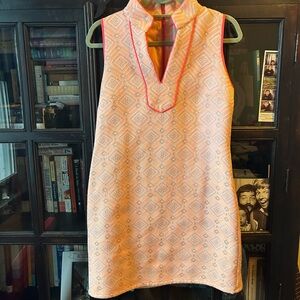 Sail to Sable pink and coral Geometric shift dress